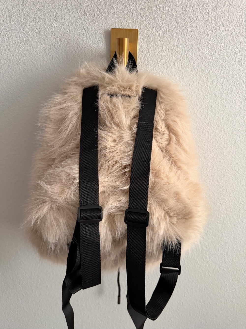 Plush Faux Fur Backpack in Beige - Picture 4 of 4